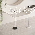 Floor Lamp Branch Design with Globe Lights Black and White Base in Modern Room