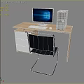 Modern Home Office Desk And Chair Set With Computer Monitor Keyboard And Drawers
