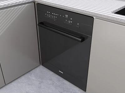 Modern Kitchen Interior Featuring Built In Dishwasher And Sleek Cabinet Design 3d model