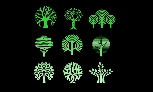 Modern plant cartoon tree icon silhouette 3d model