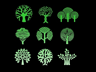 Modern plant cartoon tree icon silhouette 3d model