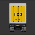 Yellow Truck Featuring White Container Yellow Stripe ICA Logo And Multiple Wheels