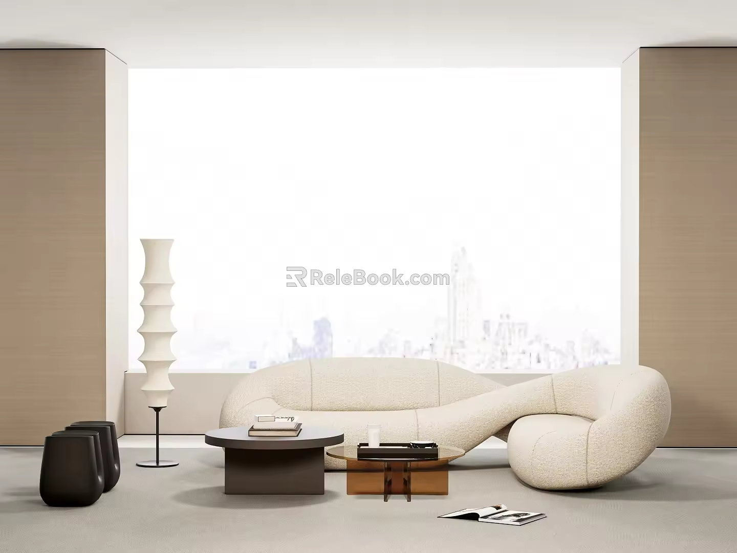 Modern sofa coffee table combination 3d model