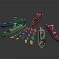 Colorful Water Vehicles Models With Various Types And Sizes For Collection