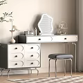 Elegant Dressing Table With Backlit Mirror Jewelry Holder Drawers And Padded Stool