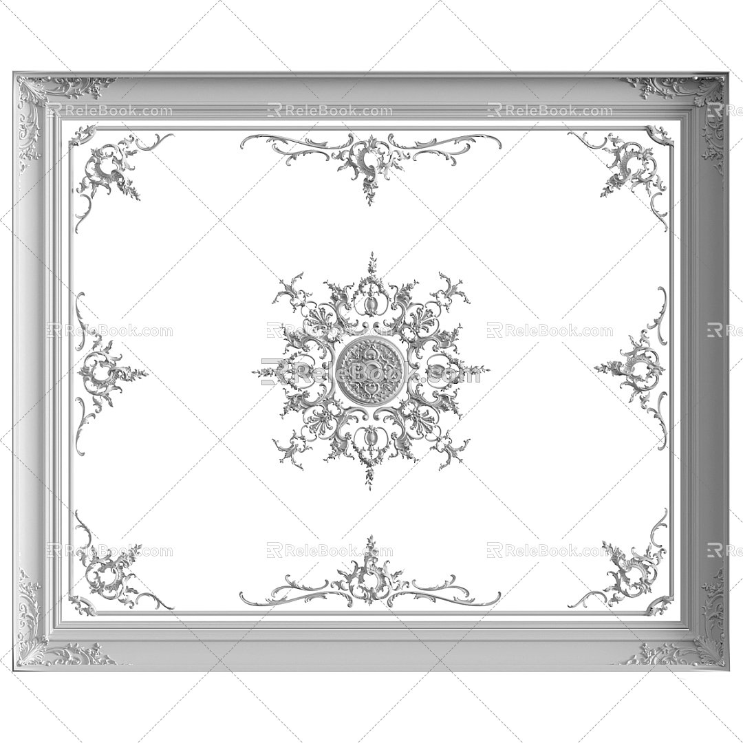 French ceiling line carved 3d model