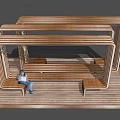 Modern Wooden Pergola With Geometric Frame And Bench Seats For Relaxation