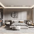 Modern Bedroom Interior Design With Large Bed Decorative Wall Rug And Accent Chair