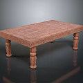 Hand Carved Solid Wood Coffee Table With Intricate Leg Design and Smooth Surface 3d model