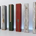 Modern Decorative Pillars Featuring Marble Finish Colorful Panels And Metal Accents