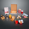 Various Takeout Food Collection With Pizza Burger Sushi Donuts Fries And Drinks