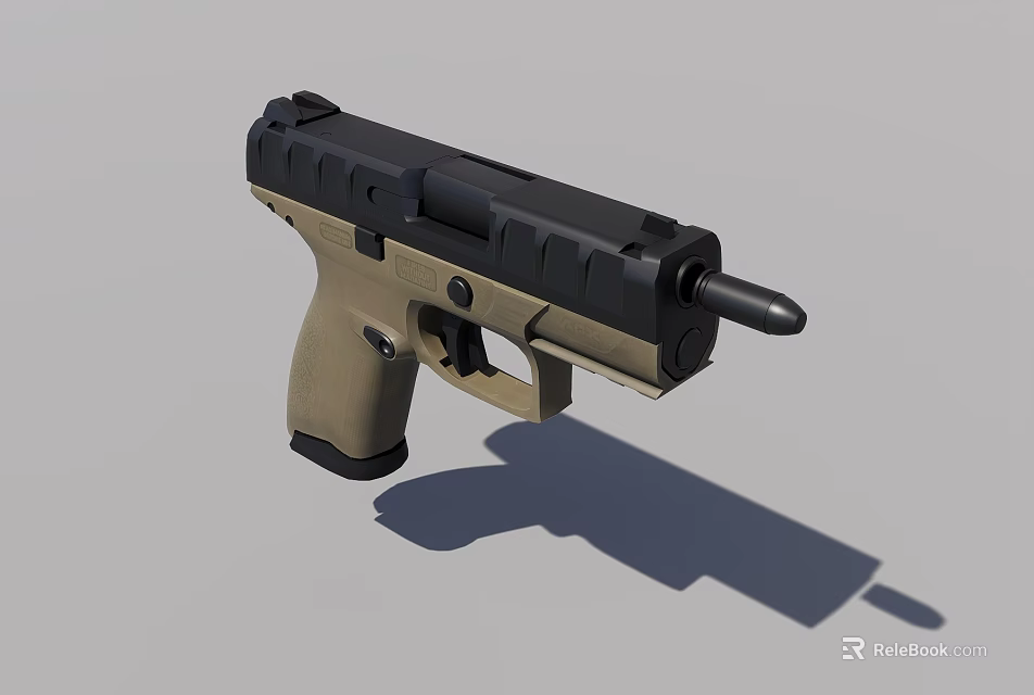 Modern Black And Tan Pistol With Ergonomic Grip Barrel Slide And Tactical Design 3d model 