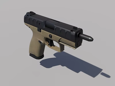Modern Black And Tan Pistol With Ergonomic Grip Barrel Slide And Tactical Design 3d model