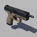 Modern Black And Tan Pistol With Ergonomic Grip Barrel Slide And Tactical Design