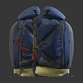 Blue Gray Outdoor Backpacks With Yellow Base And Adjustable Straps 3d model