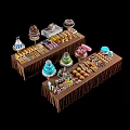 Dining Tables Covered in Brown Tablecloths with Desserts Pastries Cakes Cookies and Chocolates Dessert