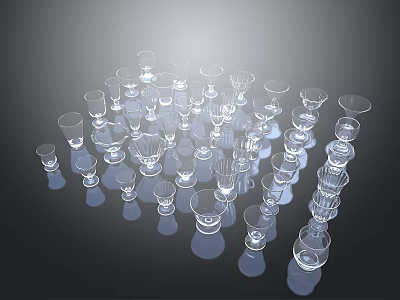 Household Transparent Drinking Glasses With Various Shapes Sizes For Daily Use 3d model