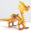 Innovative Tech Exhibition Hall Displaying Intricate Golden Dragon Model With Saddle And Rich Scales