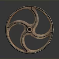 Rustic Cast Iron Industrial Wheel With Spoked Design And Central Hole 3d model