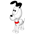 Cute Cartoon Dog With Black Ears Red Collar And White Body Design