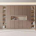 Modern Wooden Wine Cabinet Design With Open Shelves Displaying Decorative Items Books And Vase