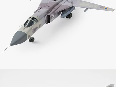 Military Aircraft Weapon System With Camouflage Paint Pointed Nose And Landing Gear 3d model