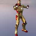 Iron Man Game Movie Character With Gold Red Armor And Glowing Palm Energy Ball