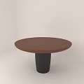 Round Dining Table with Brown Tabletop Black Base and Minimalist Design on Light Background 3d model