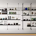 New Ornaments Combination Bookshelf Bookcase Teapot 3d model