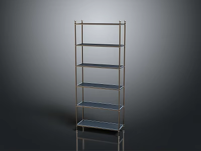 Modern Metal Frame Storage Shelf With Multiple Blue Shelves For Home Organization 3d model