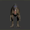 Fierce Carnivorous Dinosaur 3D Model With Blue Orange Skin Open Mouth And Standing Pose