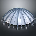 Modern Umbrella Shaped Structure With Radial Metallic Framework And Support Columns