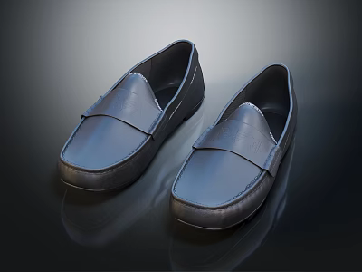Black Leather Loafers With Sleek Design Classic Style And Comfortable Fit 3d model