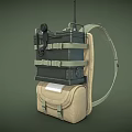 Backpack Mounted Portable Electronic Communication Equipment with Antenna and Storage Case 3d model