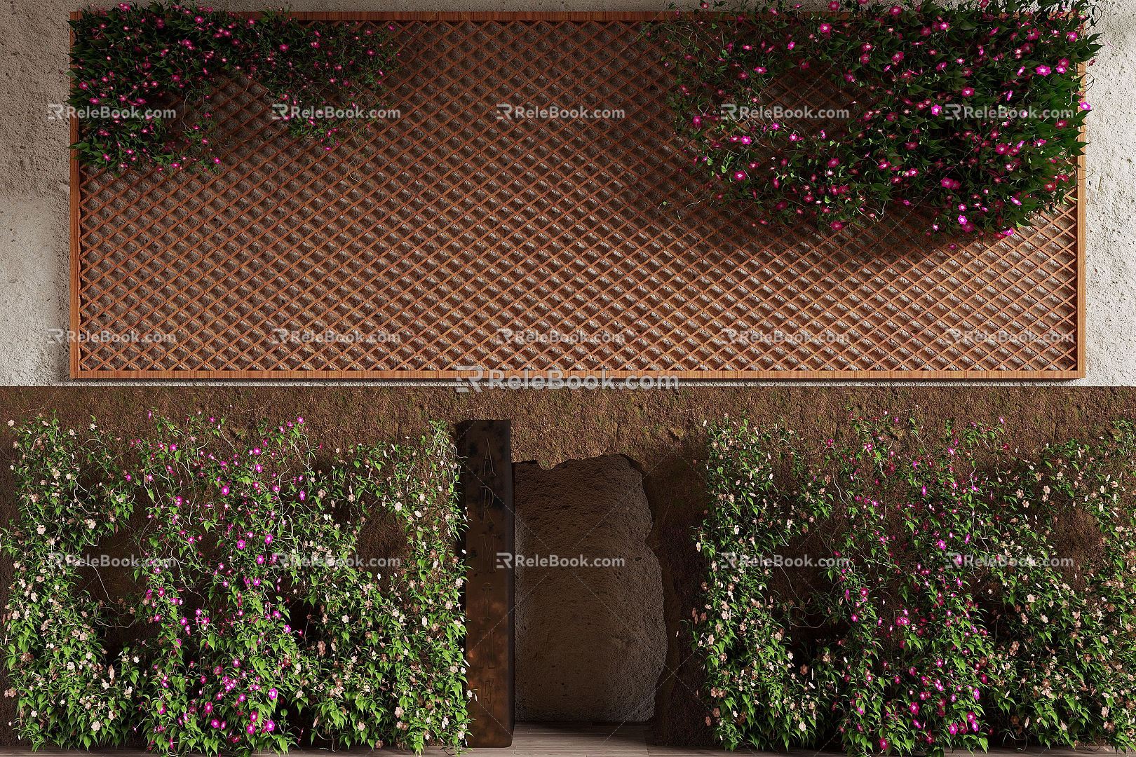 Vine Green Plant Wall Mud Wall 3d model