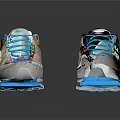 Modern Stylish Sneakers with Light Beige Upper Blue Laces Air Cushion Sole and Colorful Accents