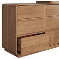 Modern Minimalist Wooden Dressing Table With Round Mirror Stool And Drawers