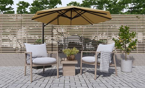 Modern Outdoor Sofa Outdoor Leisure Chair Outdoor Table and Chair Fruit Potted Plant 3d model