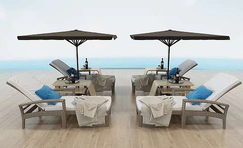 Modern Lounger Sunny Coast Lounger Outdoor Lounger Sunshade Beach Chair 3d model