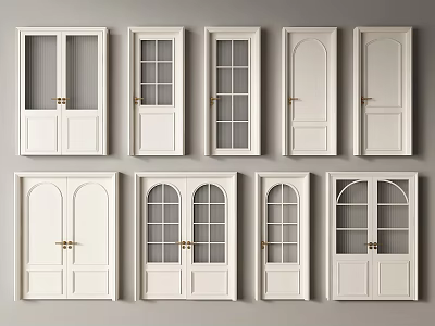 White Double Doors With Various Glass Panel Designs For Home Interior 3d model