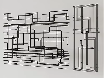 Complex Building Pipe System Design With Intricate Layout And Structural Paths 3d model