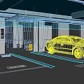 Modern Parking Garage With People Entering Silver Car Parked Entrance Signage And Clean Environment
