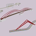 Exquisite Internet Red Bridge pedestrian bridge 3d model