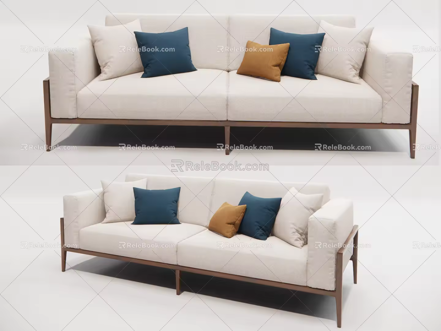 Modern double sofa multiplayer sofa 3d model