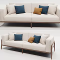 Modern double sofa multiplayer sofa 3d model