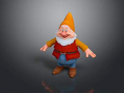 Joyful Gnome Game Movie Character With Orange Hat White Beard Red Vest And Outstretched Arms 3d model