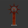 Red Mechanical Steering Wheel Structure With Spokes Axle And Pillar Base