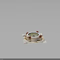 Vibrant red flowers decorating circular stone fountain on stone slab platform