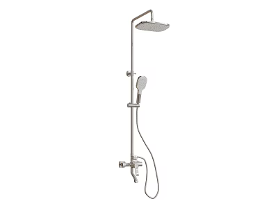 Modern Chrome Shower System With Rainfall Head Handheld Sprayer And Wall Mount 3d model