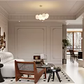 Modern Living Dining Room Interior With Beige Sofa Coffee Table And Geometric Rug